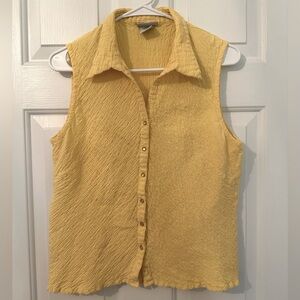 Vintage Faded Glory Pale Yellow Sleeveless Button-Up Top - XL